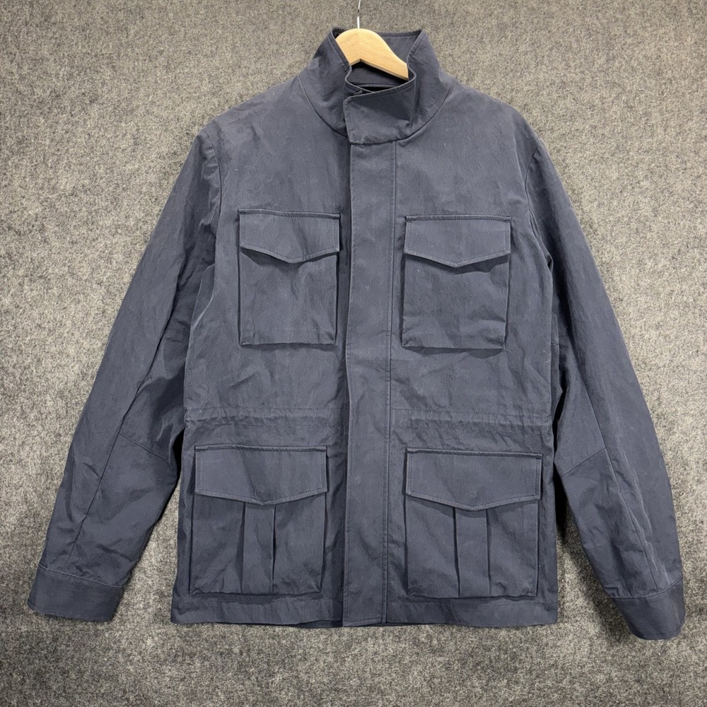 Jigsaw Limonta Field Jacket Size Small Blue 4 Pocket Full Zip Button Italy